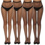 Fishnet Thigh High Stockings for Women - 4 Pairs