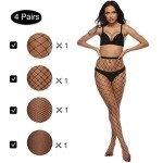 Fishnet Thigh High Stockings for Women - 4 Pairs