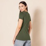 Amazon Essentials Women's 2-Pack Classic-Fit Short-Sleeve Crewneck T-Shirt, Olive/Black, L
