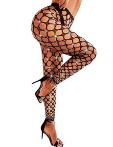 RSLove Women's Sparkly Rhinestone Fishnet Tights