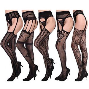 Black Fishnet Stockings - 5 Pairs Set