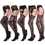 Black Fishnet Stockings - 5 Pairs Set