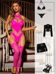 Sexy Neon Pink Fishnet Bodystocking for Women