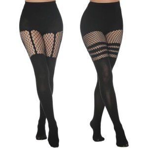 Striped Suspender Tights for Women - 2 Pairs