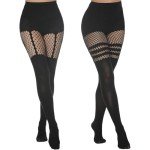 Striped Suspender Tights for Women - 2 Pairs