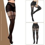 Striped Suspender Tights for Women - 2 Pairs