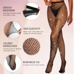 Sparkly Rhinestone High Waist Fishnet Stockings