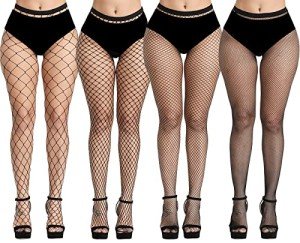 Plus Size Thigh High Fishnet Stockings (4 Pairs)