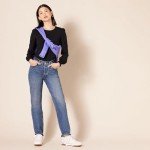 Amazon Essentials Women's Long-Sleeve Crewneck Smocked Cuff T-Shirt, Black, Medium