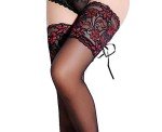 Cuban Heel Thigh High Lace Top Stockings