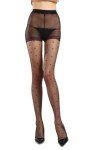 High Waist Sheer Tights with Red Hearts
