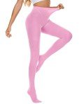 Plus Size Opaque Tights - High Waisted, Pink