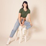 Amazon Essentials Women's 2-Pack Classic-Fit Short-Sleeve Crewneck T-Shirt, Olive/Black, L