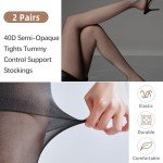 Sheer Control Top Tights for Women - 2 Pairs