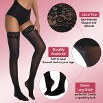 MANZI Sheer Thigh High Stockings with Lace Top