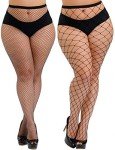 Plus Size Fishnet High Waist Tights - 2 Pairs