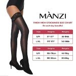 MANZI Sheer Thigh High Stockings with Lace Top