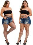 Plus Size Fishnet High Waist Tights - 2 Pairs