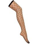Luckelf Women's Rhinestone Fishnet Thigh High Stockings