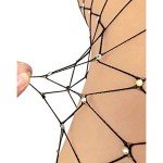 Luckelf Women's Rhinestone Fishnet Thigh High Stockings