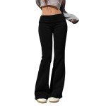Low Rise Wide Leg Women's Sweatpants in Black