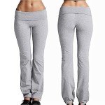 Women's Grey Casual Bell Bottom Yoga Pants