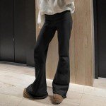 Low Rise Wide Leg Women's Sweatpants in Black