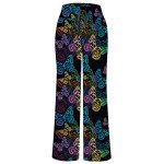Floral Graphic Black Pajama Pants for Women