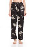 Wantschun Women's Floral Satin Sleep Pants - Black