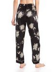 Wantschun Women's Floral Satin Sleep Pants - Black