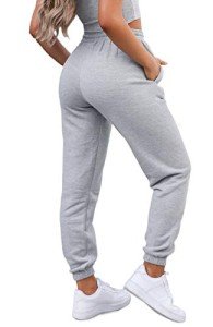 High Waisted Light Grey Jogger Sweatpants for Women