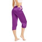 Silk Satin Capri Pajama Pants for Women - Purple