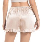 ZEEREE Women's Satin Ruffle Lounge Shorts - Champagne