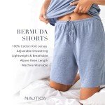 Nautica Women's Lightweight Bermuda Sleep Shorts - Navy Stripe