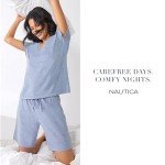 Nautica Women's Lightweight Bermuda Sleep Shorts - Navy Stripe