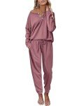 Andeip Women’s Waffle Knit Lounge Set – Burgundy