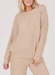 SHEWIN Women's Waffle Lounge Set in Khaki