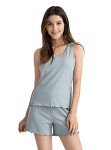Light Blue Modal Pajama Set for Women