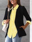 AISEW Womens Button Down Shirts Striped Classic Long Sleeve Collared Office Work Blouses Tops with Pocket (Yellow, 7002L)