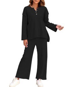 Cozy 2-Piece Women’s Button V Neck Loungewear