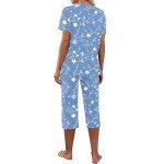 Boho Floral Cotton Capri Pajama Set for Women