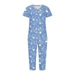Boho Floral Cotton Capri Pajama Set for Women