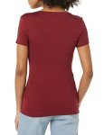 Amazon Essentials Women's Slim-Fit Short-Sleeve V-Neck T-Shirt, Pack of 2, Black/Burgundy, Large