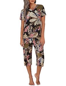 Ekouaer Women's Short Sleeve Pajama Set with Pockets