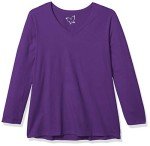 JUST MY SIZE Women's Plus Size Vneck Long Sleeve Tee, Violet Splendor, 5X