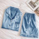 Silk Satin Pajama Set - Short Sleeve & Shorts