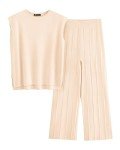 Prettygarden Women's Knit Loungewear Set in Apricot