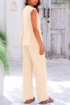 Prettygarden Women's Knit Loungewear Set in Apricot