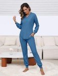 Becotal Women's Blue Waffle Knit Pajama Set