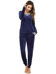 Cozy Navy Blue Velour Tracksuit for Women